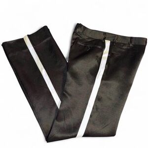 John Varvatos wide leg black satin tuxedo pants